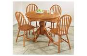 Antique pine solid wood fixed top table and 4 chairs