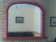 Overmantle large arch curved mirror,  wood frame,  paint to your choice